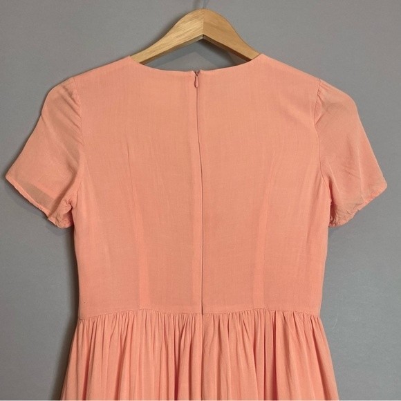 Clad & Cloth ASOS Dress Embroidered Peach Skater Floral Cotton Size‎ XS Women - Picture 4 of 15